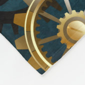 Steampunkターコイズ背景(ギア) フリースブランケット (角)