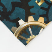 Steampunkターコイズ背景(ギア) フリースブランケット (角)