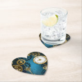 Steampunkターコイズ背景(ギア) ペーパーコースター (インサイチュ)