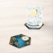 Steampunkターコイズ背景(ギア) ペーパーコースター (インサイチュ)