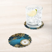 Steampunkターコイズ背景(ギア) ペーパーコースター (インサイチュ)