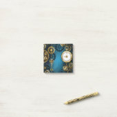 Steampunkターコイズ背景(ギア) ポストイット (デスク上)