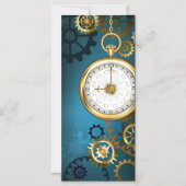 Steampunkターコイズ背景(ギア) マグネット招待状 (正面)