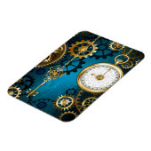 Steampunkターコイズ背景(ギア) マグネット (左側)