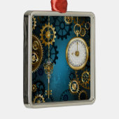 Steampunkターコイズ背景(ギア) メタルオーナメント (右)