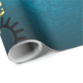Steampunkターコイズ背景(ギア) ラッピングペーパー (ロールコーナー)