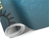 Steampunkターコイズ背景(ギア) ラッピングペーパー (ロールコーナー)