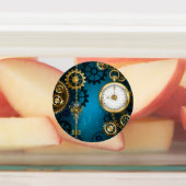 Steampunkターコイズ背景(ギア) ラベル (貼付)