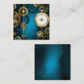 Steampunkターコイズ背景(ギア) ロイヤリティカード (正面/裏面)