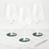 Steampunkターコイズ背景(ギア) ワイングラスタグ (セット)