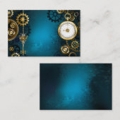 Steampunkターコイズ背景(ギア) 予約カード (正面/裏面)
