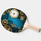 Steampunkターコイズ背景(ギア) 卓球ラケット (横)