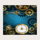 Steampunkターコイズ背景(ギア) 名刺 (外部フラット)