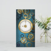 Steampunkターコイズ背景(ギア) 案内状 (スタンド正面)