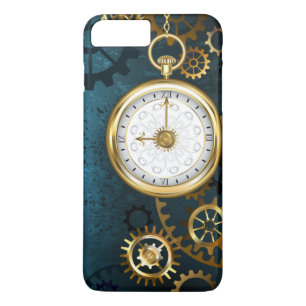 Steampunkターコイズ背景(ギア) iPhone 8 Plus/7 Plusケース