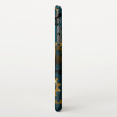 Steampunkターコイズ背景(ギア) iPhoneケース (左側)