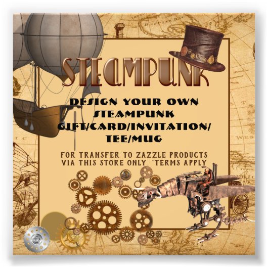 STEAMPUNKテンプレートの任意のギフト/カードへの転送 フォトプリント            (正面)