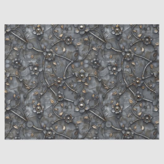 Steampunkデコページ用メタルフラワーパターン 薄葉紙 (正面)