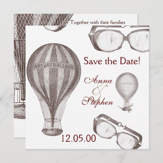 steampunkビクトリアン日付の保存 セーブザデート (正面/裏面)