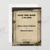 Steampunkビクトリアン日付はがきを保存 案内ポストカード (正面/裏面)