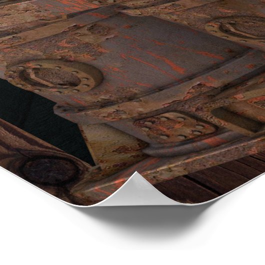 Steampunkフォトフレーム工業用時計機械 ポスター (角)