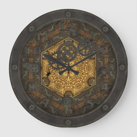 Steampunkフレーム(顔) ラージ壁時計 (正面)
