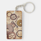 Steampunkホイール、ギア、鍵、旧地図油 絵を描 キーホルダー (裏面)