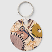 Steampunkホイール、ギア、鍵、旧地図油 絵を描 キーホルダー (裏面)