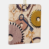 Steampunkホイール、ギア、鍵、旧地図油 絵を描 セラミックオーナメント (右)
