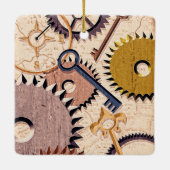 Steampunkホイール、ギア、鍵、旧地図油 絵を描 セラミックオーナメント (裏面)