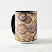 Steampunkホイール、ギア、鍵、旧地図油 絵を描 マグカップ (正面左)