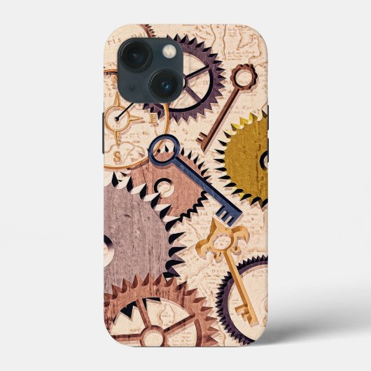 Steampunkホイール、ギア、鍵、旧地図油 絵を描 Case-Mate iPhoneケース (裏面)