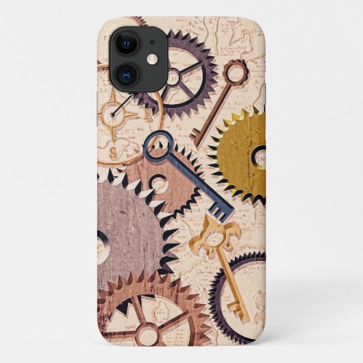 Steampunkホイール、ギア、鍵、旧地図油 絵を描 Case-Mate iPhoneケース (裏面)