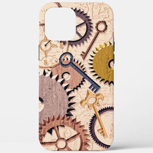 Steampunkホイール、ギア、鍵、旧地図油 絵を描 Case-Mate iPhoneケース (裏面)