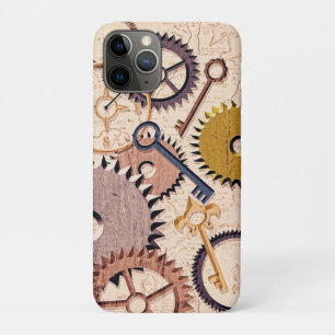 Steampunkホイール、ギア、鍵、旧地図油 絵を描 iPhone 11 proケース