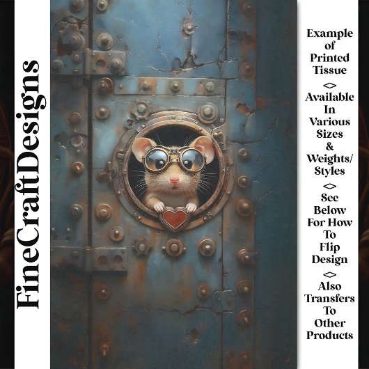 Steampunkホワイトマウスと赤いハートBQ1デコページ 薄葉紙