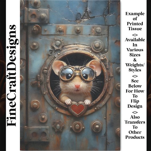 Steampunkホワイトマウスと赤いハートBQ2デコページ 薄葉紙