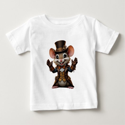 Steampunkマウスチャーム – かわいいClockwork Tophat T-Sh ベビーTシャツ (正面)