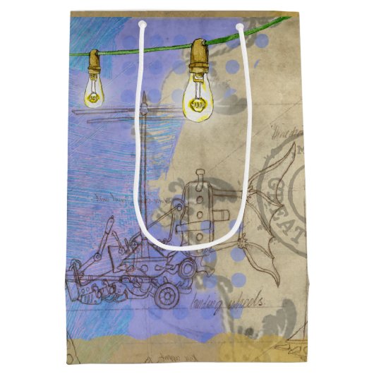 Steampunkメカニカルエジソン電球アーキテクト ミディアムペーパーバッグ (裏面)