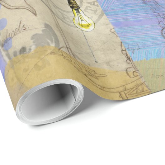 Steampunkメカニカルエジソン電球アーキテクト ラッピングペーパー (ロールコーナー)