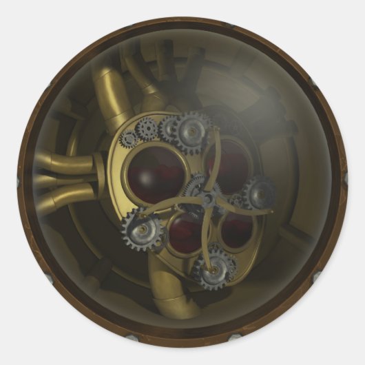 Steampunkメカニカルハートシール ラウンドシール (正面)