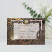 SteampunkルネッサンスウェディングRSVPカード 出欠カード (スタンド正面)