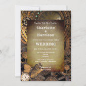 Steampunkヴィンテージギアバタフライ追加フォト 招待状 (正面)