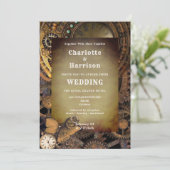 Steampunkヴィンテージギアバタフライ追加フォト 招待状 (スタンド正面)