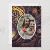 Steampunkヴィンテージギアバタフライ追加フォト 招待状 (裏面)