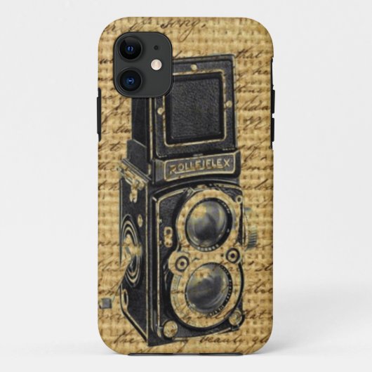 steampunkヴィンテージスクリプトburlapアンティークカメラ Case-Mate iPhoneケース (裏面)