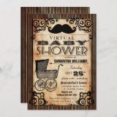 Steampunkヴィンテージルックボーイバーチャルベビーシャワー 招待状 (正面/裏面)