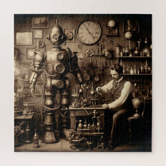 Steampunk人間型メカニカルロボット～ * ～ ジグソーパズル (縦)