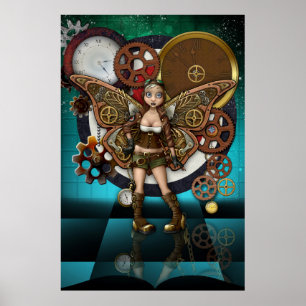 Steampunk妖精ポスターファンタジーの芸術 ポスター