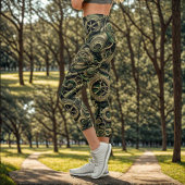 Steampunk工業用グリーンクロックギア カプリレギンス